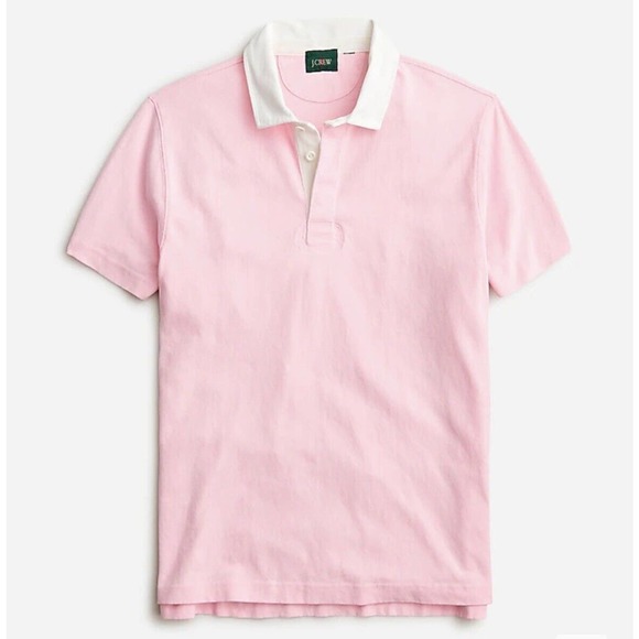 J. Crew Shirts J Crew Xxl Mens Rugby Jersey Polo Shirt Pink Short
